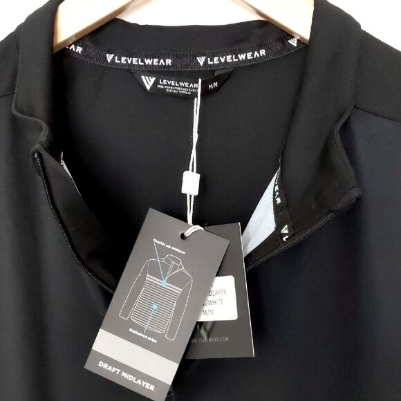 NEW Men's Levelwear Athletic Black w/White Striped Long Sleeve Zip Golf Shirt M - Picture 8 of 9